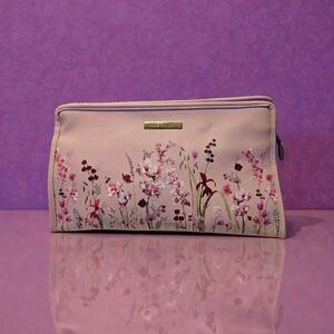 NEW Vince Camuto Pink Floral Women's Cosmetic Pouch Bag 13.5"x8"x4" New With Tag